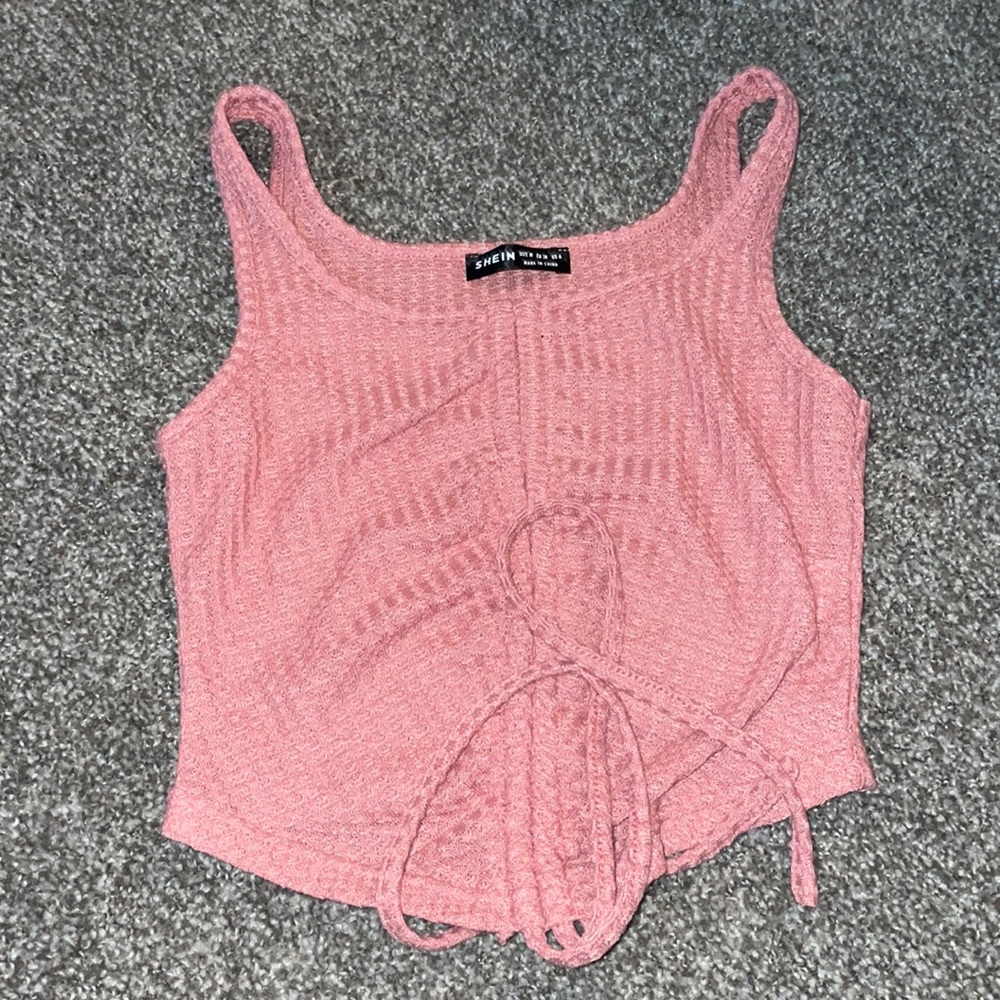 Ruched Drawstring Knot Tank CROP Top ✨